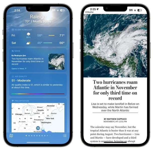 安源苹果14维修分享iPhone 14手机如何看天气时顺带看新闻 