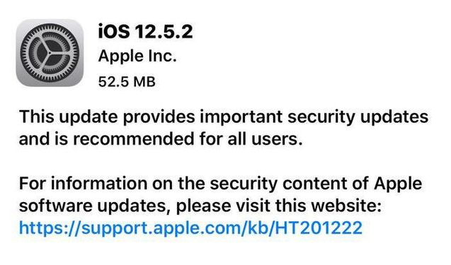 安源苹果手机维修分享iOS12.5.2发布，建议所有老苹果用户安装 